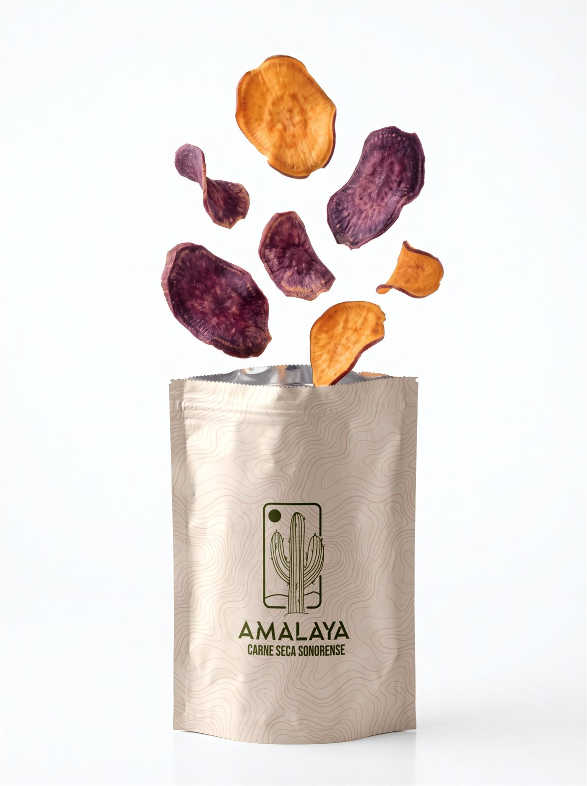Empaque de carne seca sonorense Amalaya con su logotipo