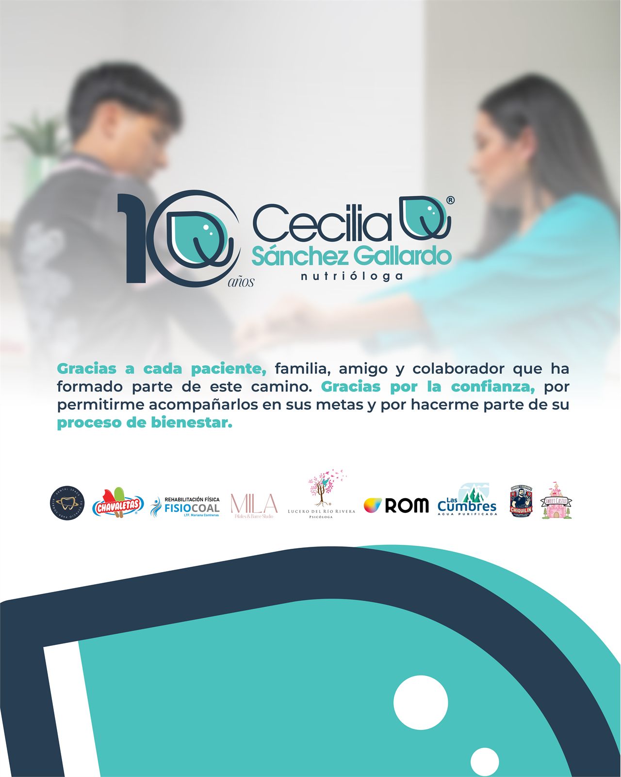 Agradecimiento por los 10 años de Cecilia Sánchez Gallardo, nutrióloga
