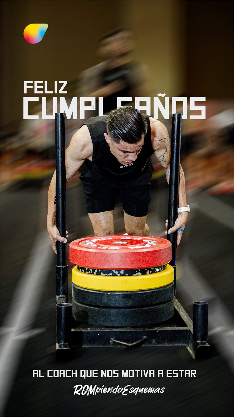 Felicitación de cumpleaños para un coach de ROM, en formato vertical