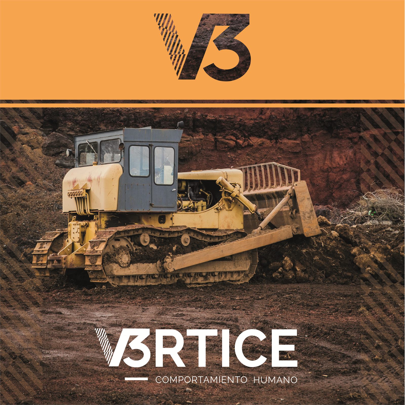 Pieza de marca de V3RTICE con maquinaria pesada